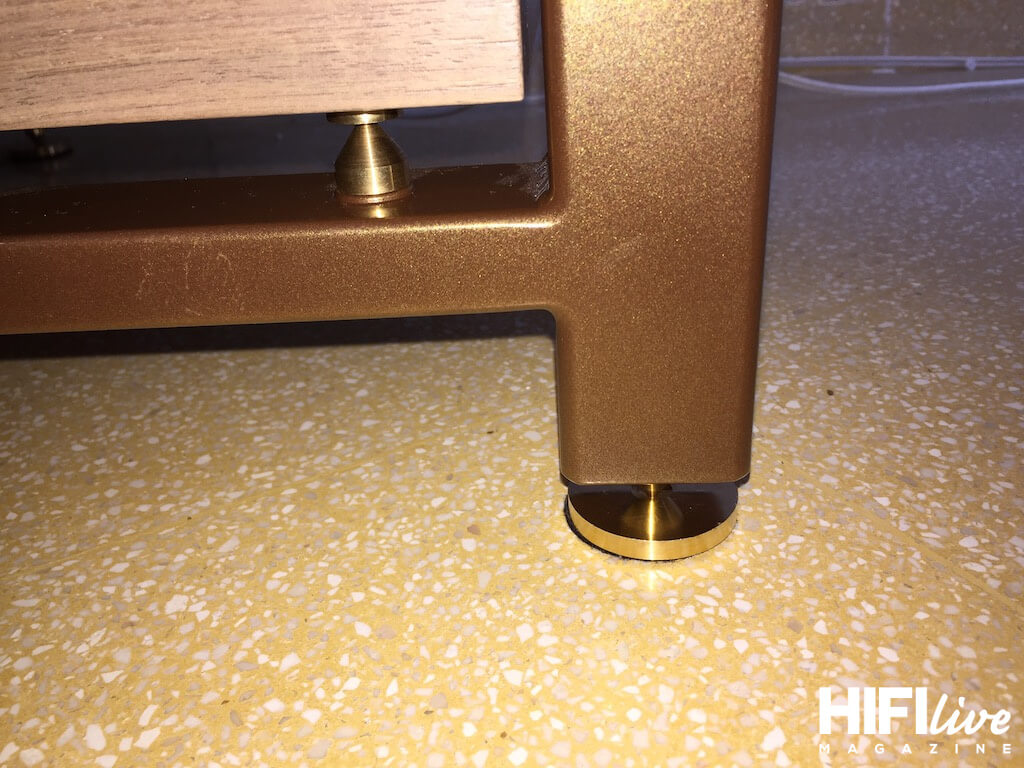 Hi-Fi Rack en madera roble con puntas de acero de carbono Mueble HI-FI
